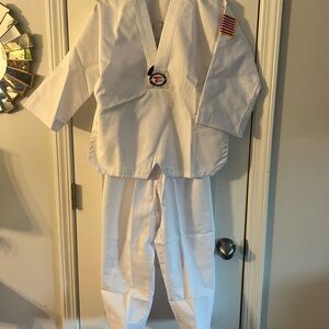New White Martial Arts Uniform with Patch